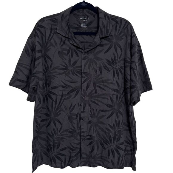 AMERICAN EAGLE Mens Short Sleeve Button Down Floral Shirt Knit NWOT Medium - Picture 1 of 6